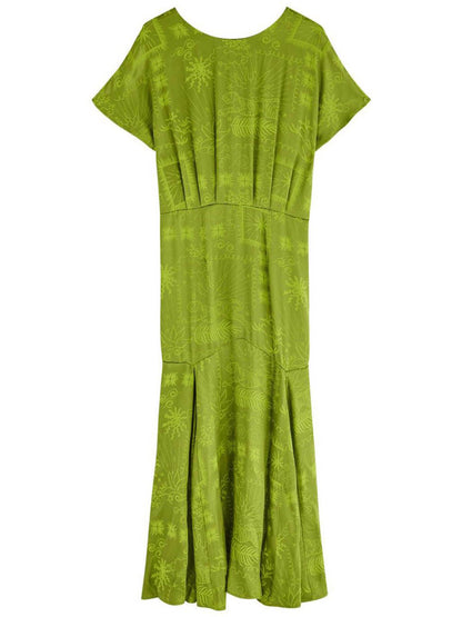 Elegante Abito Midi in Raso con Stampa Jacquard Unica