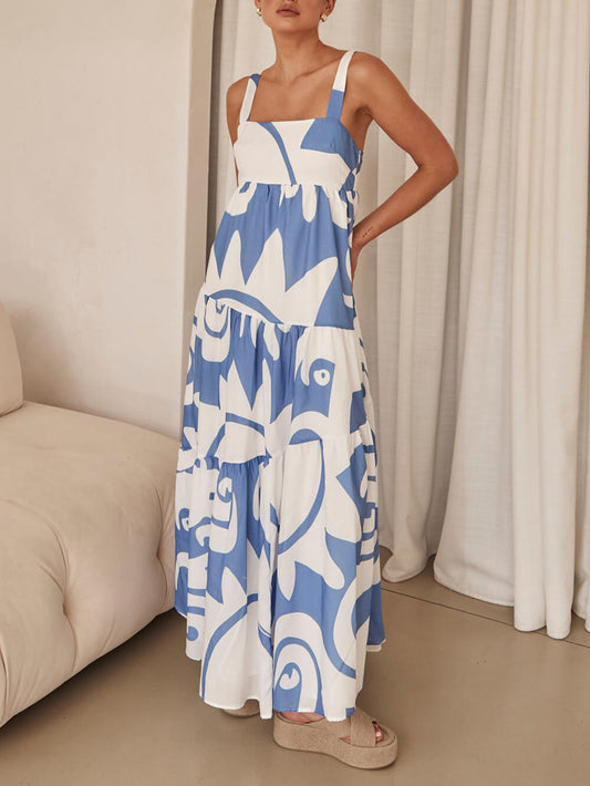 Incantevole Maxi Dress con Stampa Geometrica