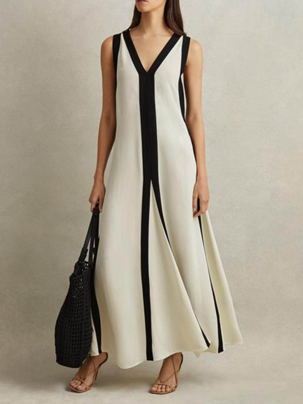 Abito Maxi A-Line Reversibile Colorblock