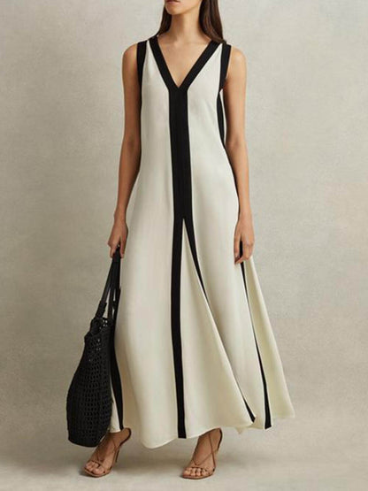 Abito Maxi A-Line Reversibile Colorblock