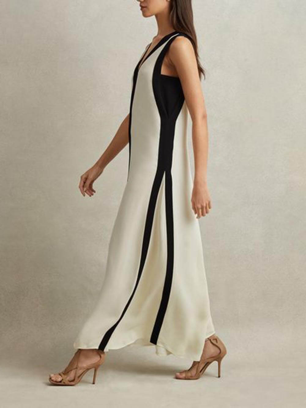 Abito Maxi A-Line Reversibile Colorblock