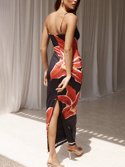Abito Maxi con Stampa Floreale Astratta Indimenticabile
