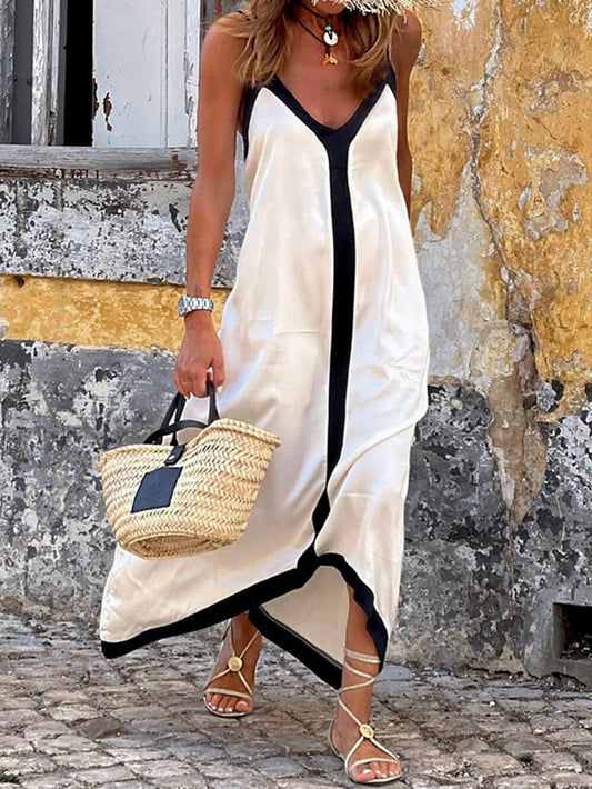 Abito Midi con Bretelle Colorblock