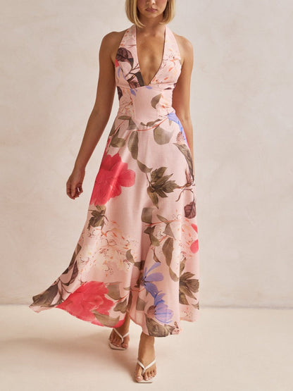 Abito Maxi con Scollatura a V Profonda