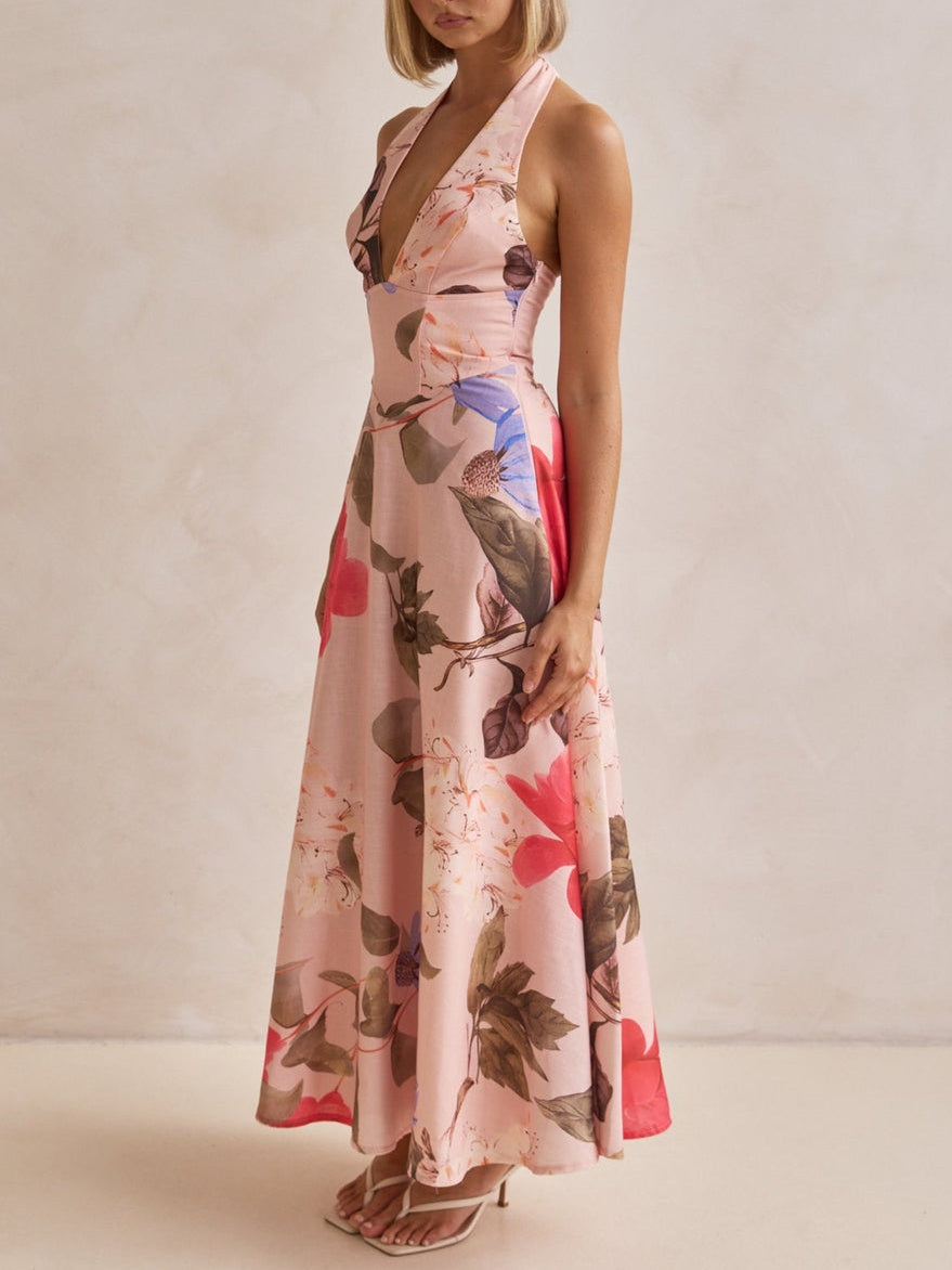 Abito Maxi con Scollatura a V Profonda
