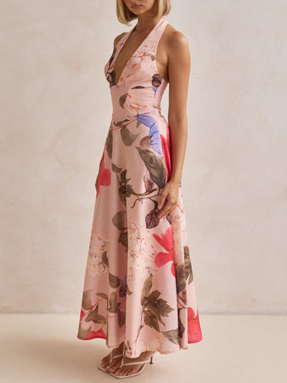 Abito Maxi con Scollatura a V Profonda