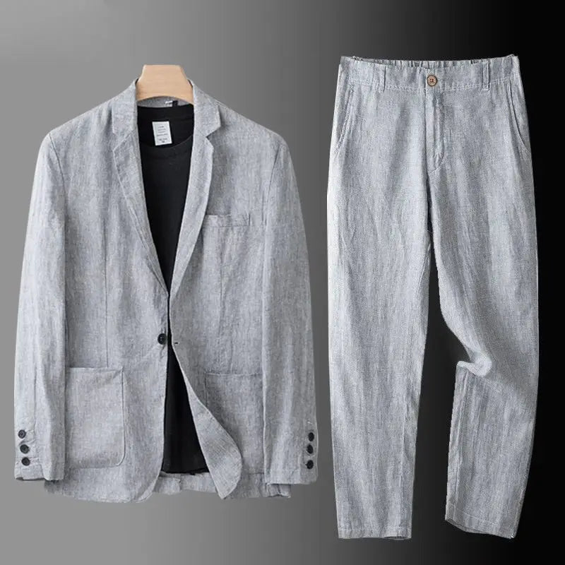 Completo in Lino da Uomo – Blazer e Pantalone Coordinati, Elegante e Fresco
