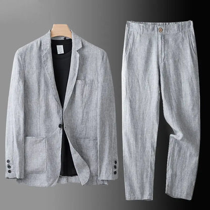 Completo in Lino da Uomo – Blazer e Pantalone Coordinati, Elegante e Fresco