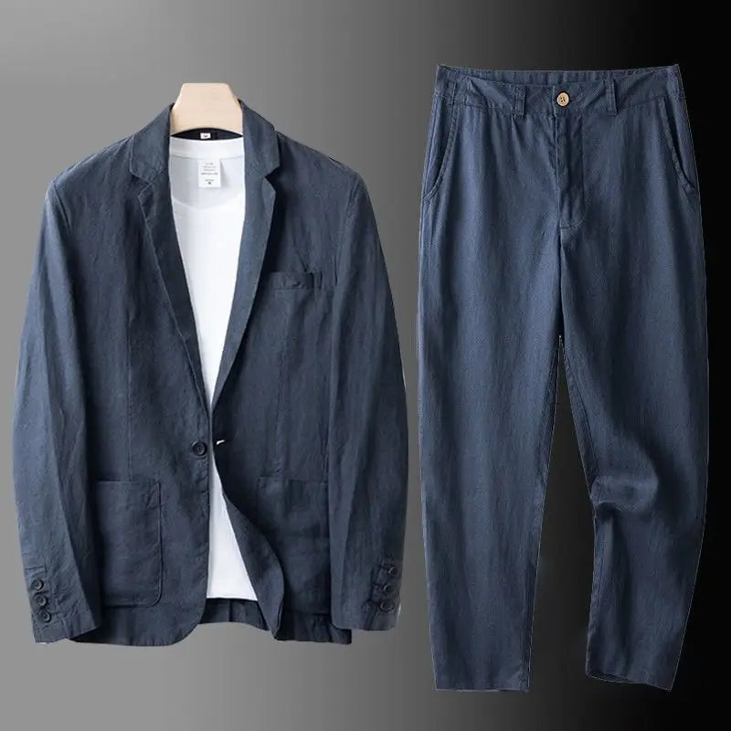 Completo in Lino da Uomo – Blazer e Pantalone Coordinati, Elegante e Fresco