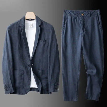 Completo in Lino da Uomo – Blazer e Pantalone Coordinati, Elegante e Fresco