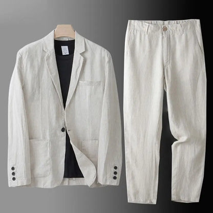 Completo in Lino da Uomo – Blazer e Pantalone Coordinati, Elegante e Fresco