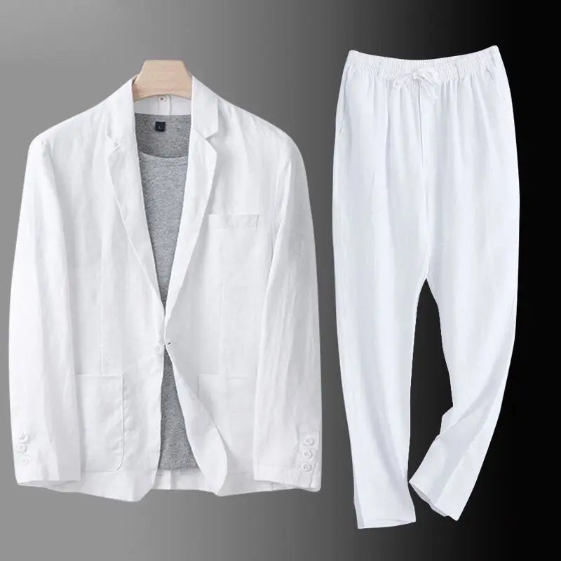 Completo in Lino da Uomo – Blazer e Pantalone Coordinati, Elegante e Fresco