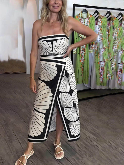 Abito Midi Off-The-Shoulder con Stampa Floreale Unica e Bella
